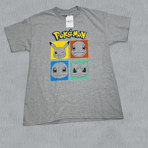NWT Pokemon Pikachu Shirt L Mens Grey Tee Vintage Nintendo - Picture 1 of 6